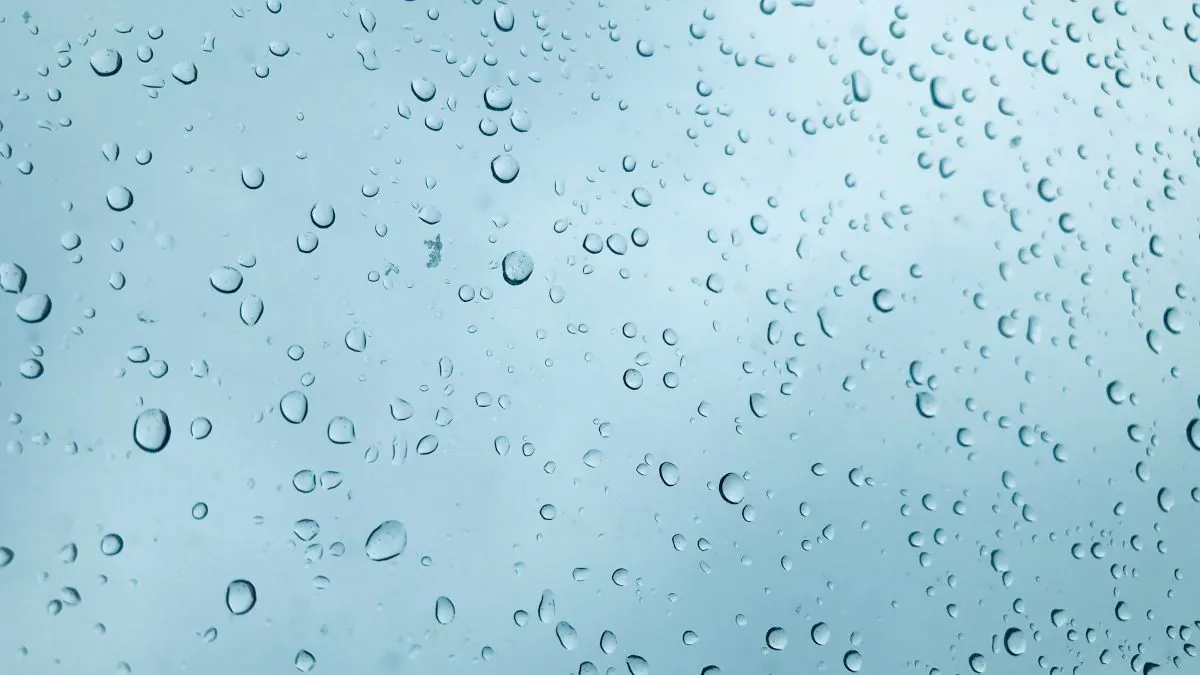 Gouttes d'eau sur un pare-brise, illustrant l'effet d'un traitement hydrophobe.
